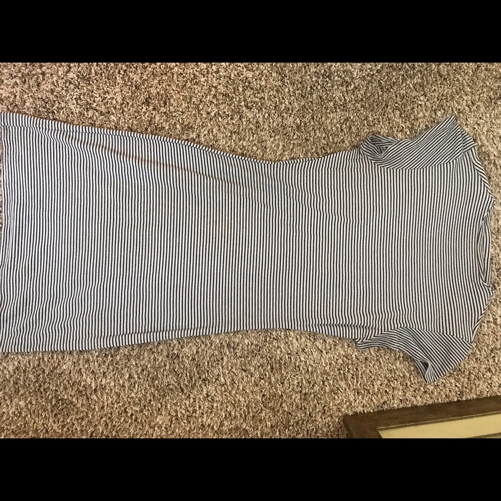 Navy and White Striped bodycon casual mini dress